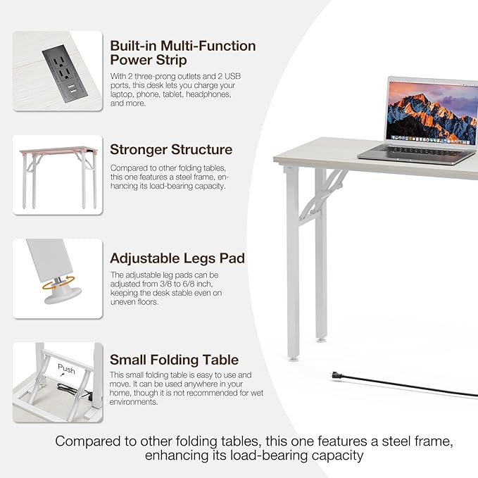 TEMI Small Computer Desk Folding Table - Image 8
