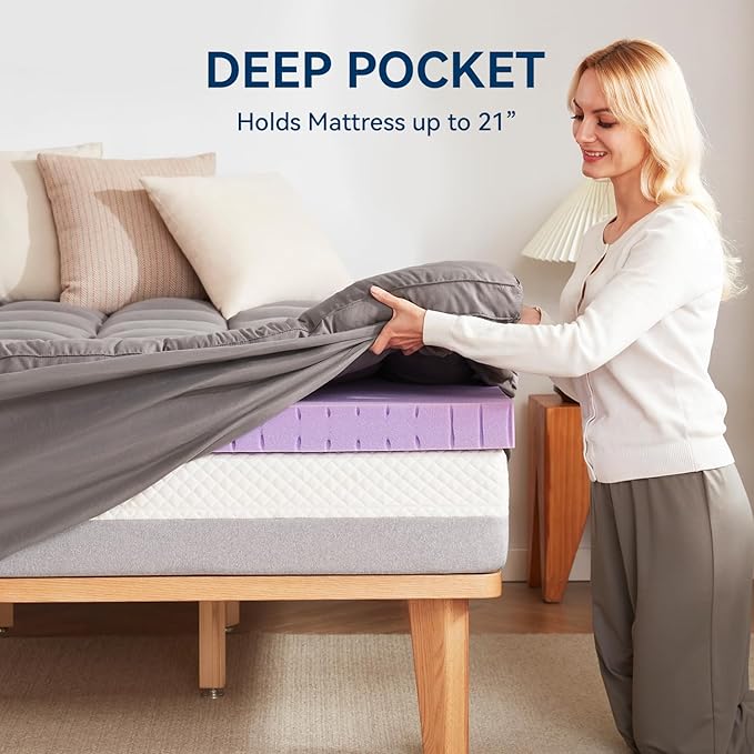 BDEUS Dual Layer 5 Inch Memory Foam Mattress Topper King Size, 2 Inch Gel - Image 7
