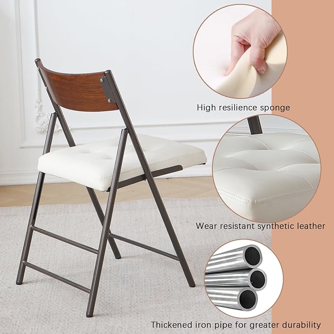 2 Pack Folding Chairs with Thick Padded Seat, Heavy Duty Steel Frame Foldable - Image 6