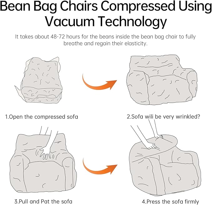 Bean Bag Chair with Filler, Bean Bag Sofa with Tufted Soft Stuffed Filling - Image 5
