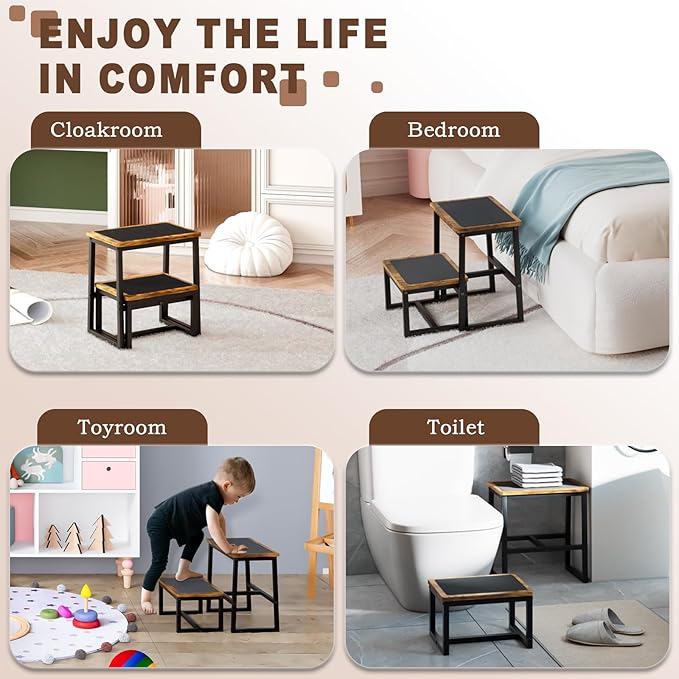 Step Stool for Adults, Holds up to 500Lb, 3 in1 Heavy Duty Sturdy Two - Image 5