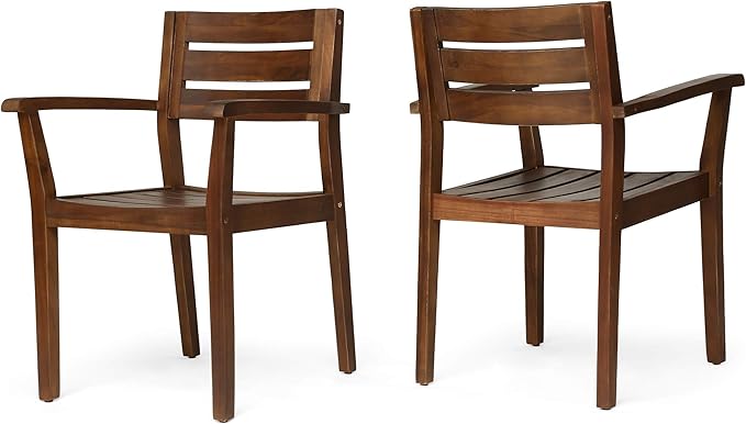 Merax Acacia Wood Dining Chairs Set of 2, Stamford Outdoor Acacia Wood Dining - Image 3