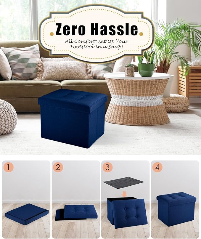 Ottoman Storage Ottoman Foot Rest Stool Foldable Bench - Image 5