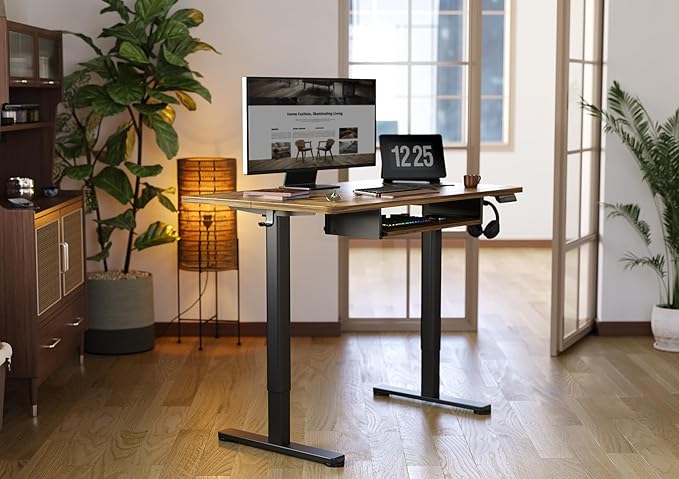 YDN Standing Desk with Keyboard Tray, 48 Inch Height Adjustable Desk, 48inch - Image 2