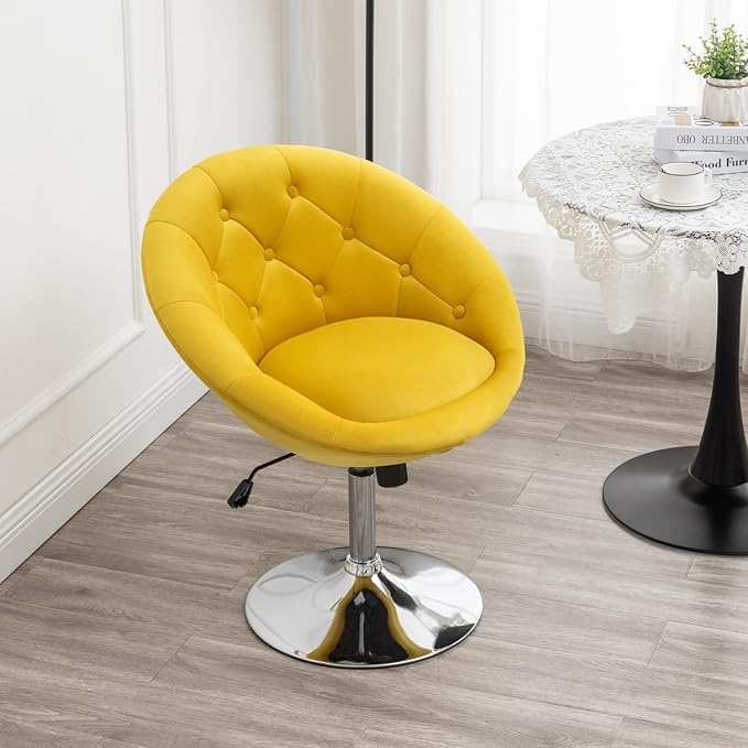 Roundhill Furniture Noas Velvet Upholstered Tufted Back Swivel Accent Chair - Image 3