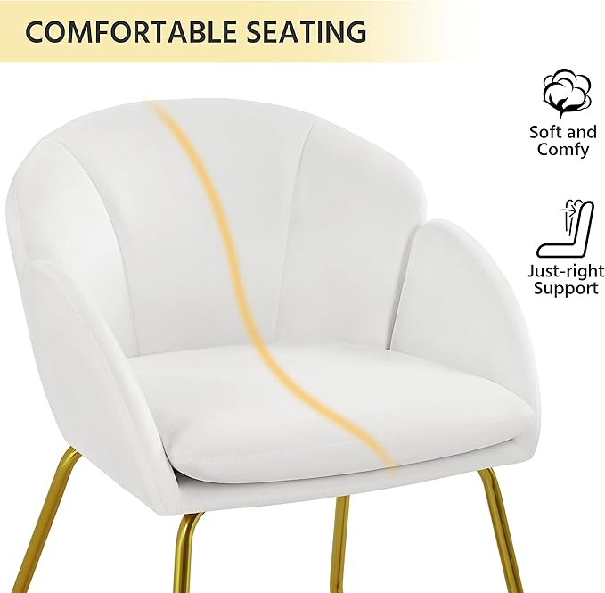 Yaheetech Modern Velvet Vanity Chair Armchair, Flower Shaped Makeup Chair - Image 8