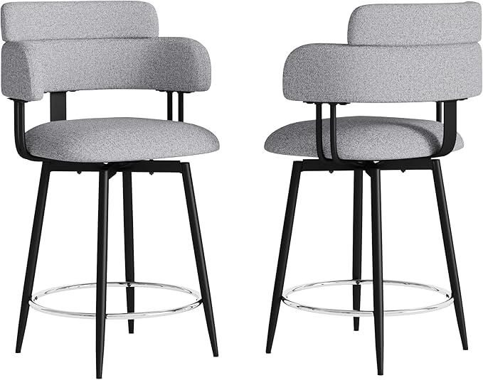 Swivel Bar Stools Set of 2, Counter Height Bar Stools - Image 9