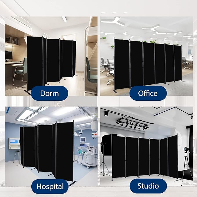 Room Divider and Folding Privacy Screens， 6 Panel Wide Room Divider Wall Screen - Image 6