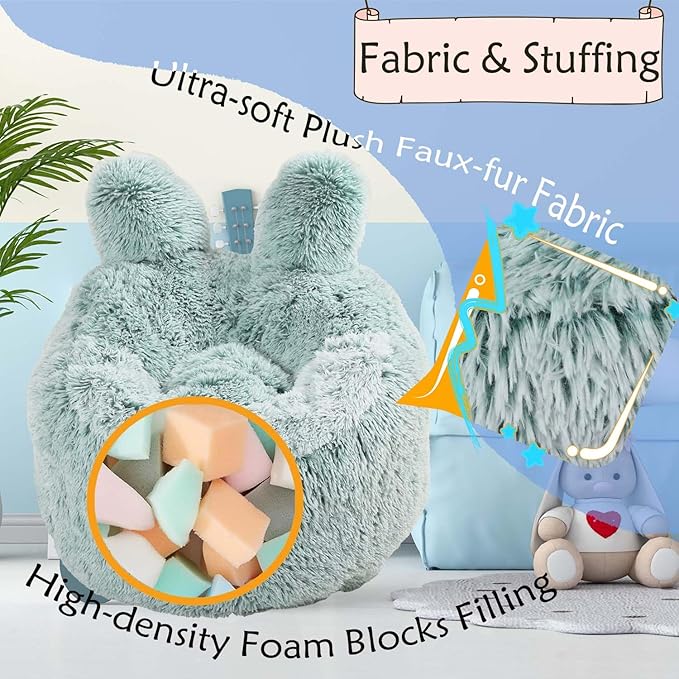 Bean Bag Chair for Kids with Plush Faux Fur Cover, 2.5FT Memory Foam Filled - Image 3