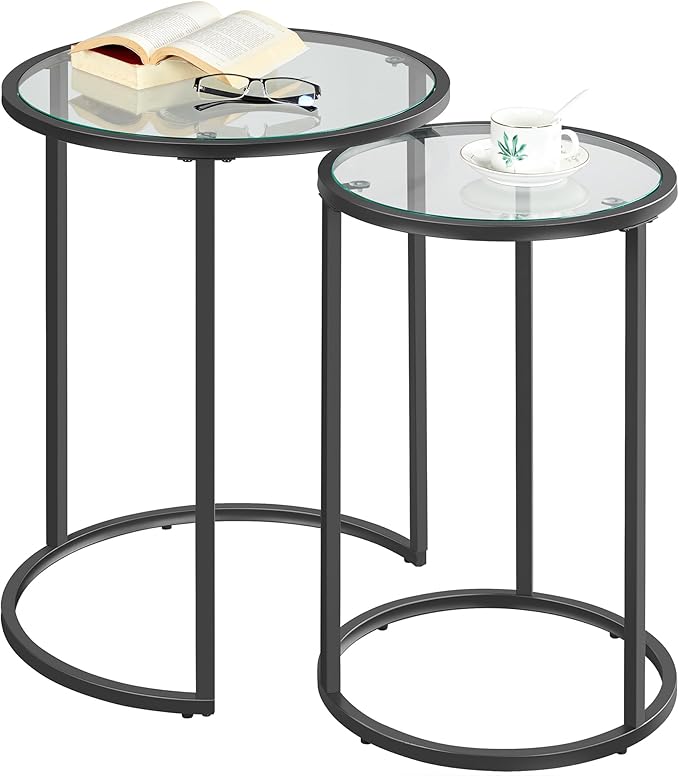 Yaheetech Round Nesting End Table Set of 2, Stacking Side Tables, Coffee Tables by Yaheetech