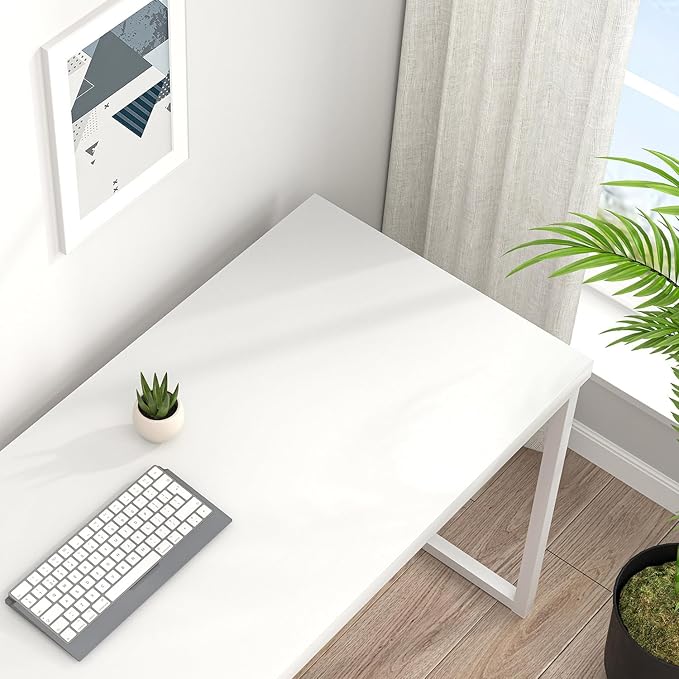 EXCEFUR Home Office Desk, Modern Wood Computer Desk, Wood Study Writing Table - Image 4