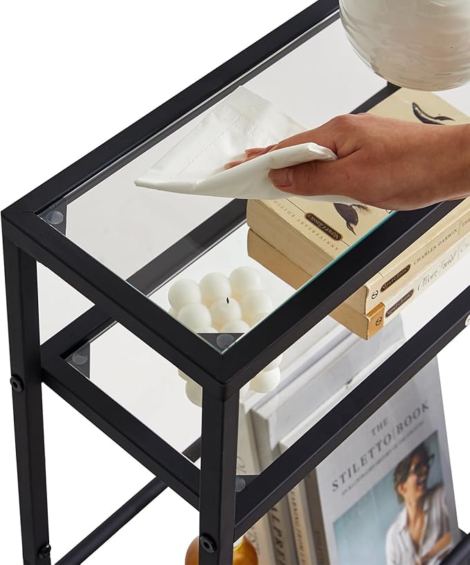 IBUYKE Narrow Side Table with Storage Shelf, 3 Tier Slim End Table, Modern Sofa - Image 8