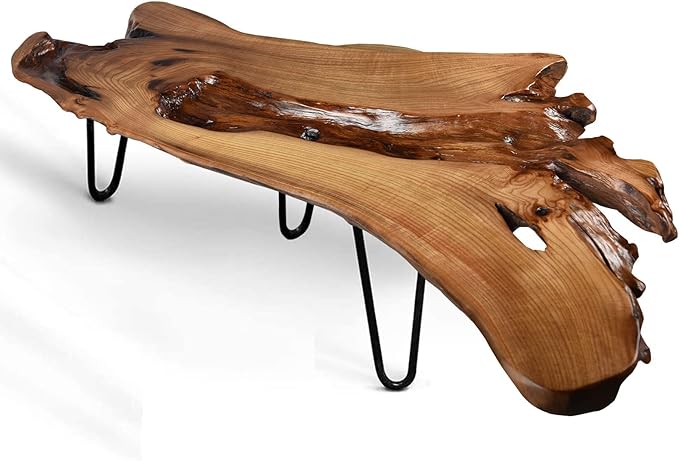 Live Edge Coffee Table, Natural Living Room Coffee Table by BTEOBFY