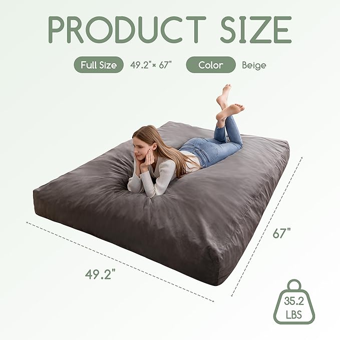 Giant Bean Bag Chair Bed for Adults, Convertible Beanbag Folds from Lazy Chair - Image 2