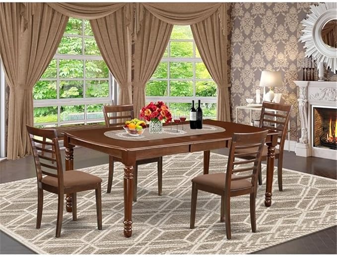 East West Furniture DOML5-MAH-C 5 Piece Dining Room Table Set Includes a - Image 2