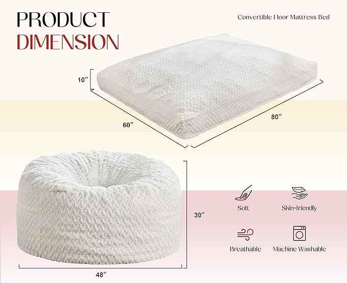 Hobestluk Bean Bag Chair Convertible Beanbag Chairs - Image 2