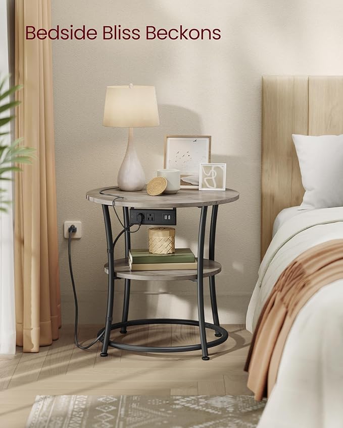 VASAGLE Side Table, 2-Tier Round End Table - Image 6