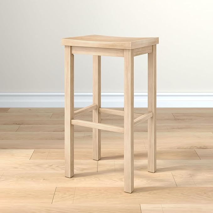 Grain & Grove Smith Collection Solid Wood Bar Stool, 30 inch Saddle-Seat Bar by GrainGrove