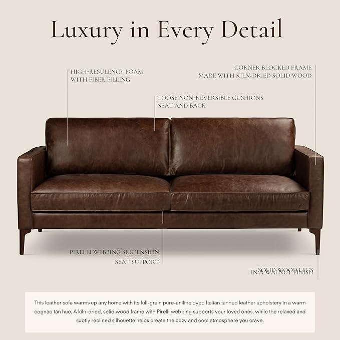 POLY & BARK Mateo Leather Sofa in Chocolate Brown - Image 4