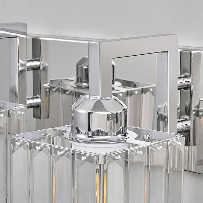 Modern Bathroom Vanity Light 5-Lights Chrome Crystal Wall Lamp Bathroom Modern - Image 6