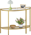 SAYGOER Glass Half Moon Console Table 2 Tier Narrow Entryway Table by Saygoer