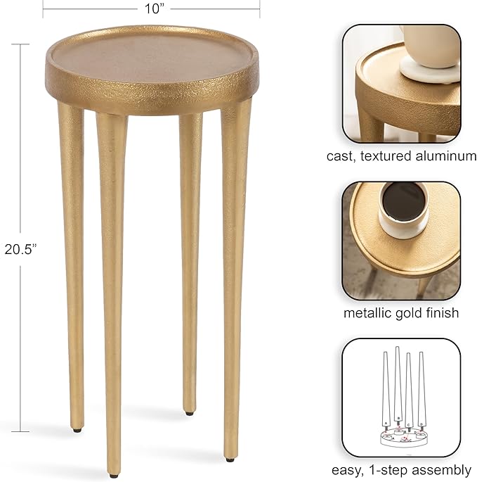 Kate and Laurel Rava Modern Round Metal Drink Table - Image 3