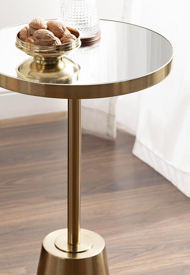Kate and Laurel Tira Elegant Round Mirrored Side Table, Modern Glam Circle End - Image 5