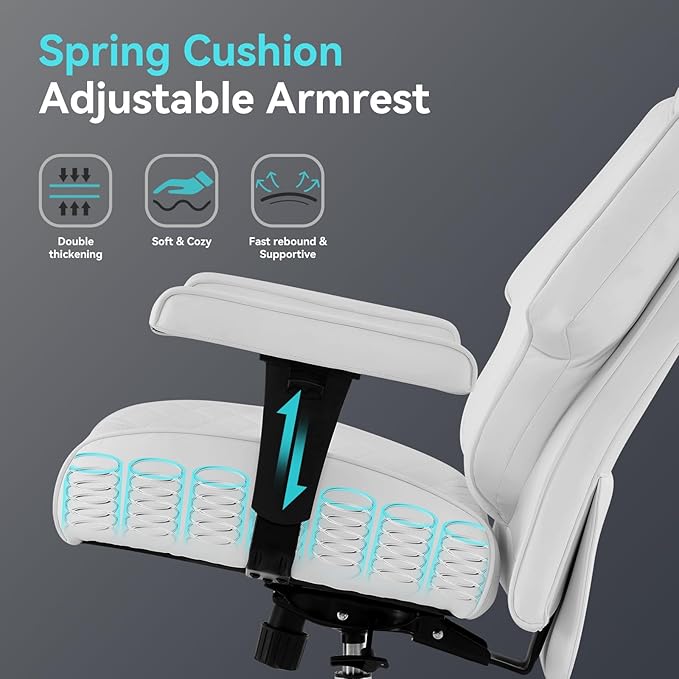 Big and Tall Office Chair with Footrest, PU Leather High Back Executive Office - Image 5
