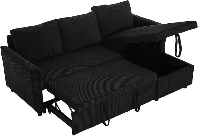 Ball & Cast L-Shape Reversible Sectional Sleeper Sofa Bed 4 in 1 Pull Out Couch - Image 12