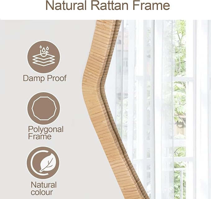ULIKE Rattan Mirror for Wall, Bathroom 24 Inch Rustic Farmhouse Wall Decor - Image 7