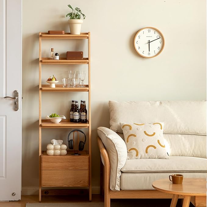 100% Solid Wood 5 Tier Ladder Shelf, Narrow Ladder Bookshelf - Image 7