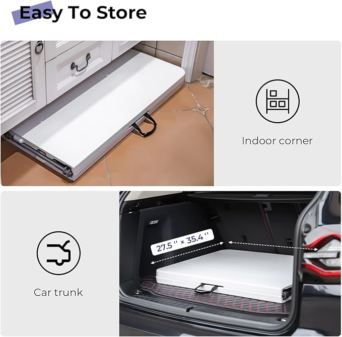 Folding Table 6ft Portable Heavy Duty Plastic Fold-in-Half Utility Foldable - Image 5