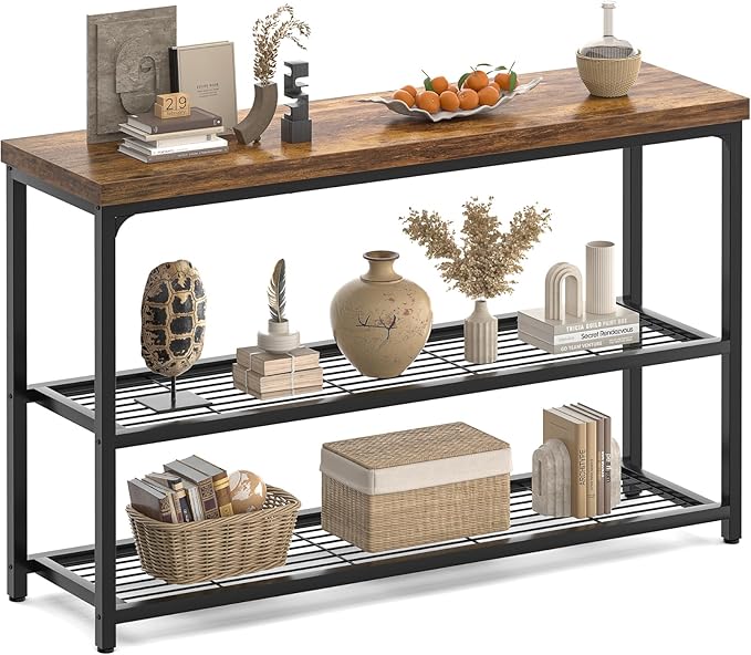 47" Console Table, 3-Tier Entryway Table, Sofa Table by Besiost
