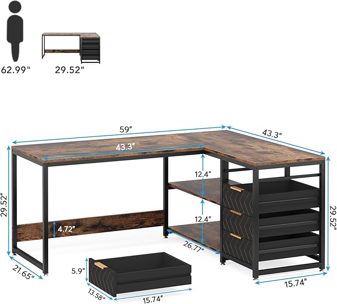 LITTLE TREE 59-Inch L Shaped Desk - Image 3