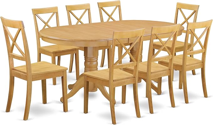 East West Furniture VABO9-OAK-W 9 Piece Modern Dining Table Set Includes an by EastWestFurniture