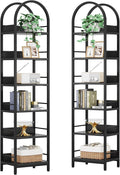 LITTLE TREE 6-Tier Open Bookshelf Set 2, Freestanding 78.7" Tall Arched Bookcase by LITTLETREE