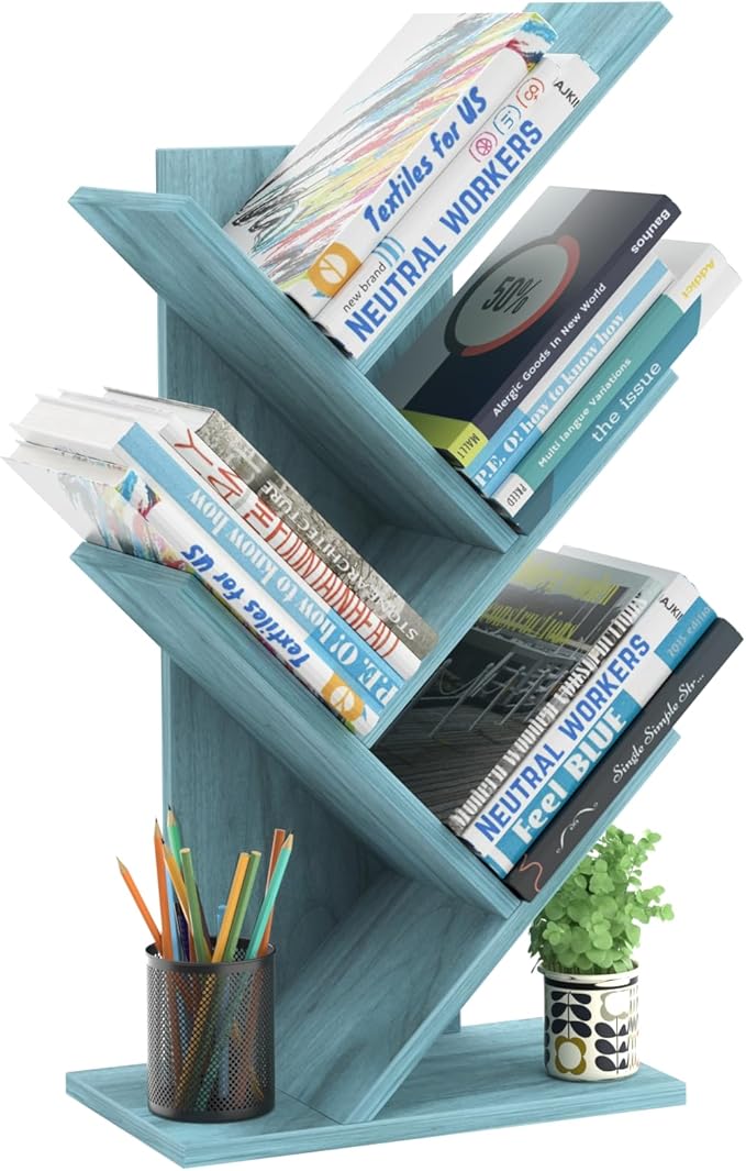 5 Tier Tree Book Shelf, Small Desktop Bookshelf by SHEEPAM