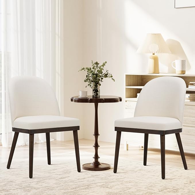 COLAMY Upholstered Dining Chairs Set of 2, Wooden Kitchen Chairs - Image 3