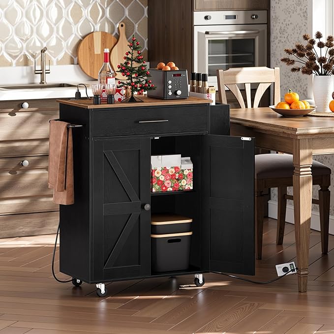 HOOBRO Kitchen Island with Power Outlet, Kitchen Island Storage Island with - Image 4
