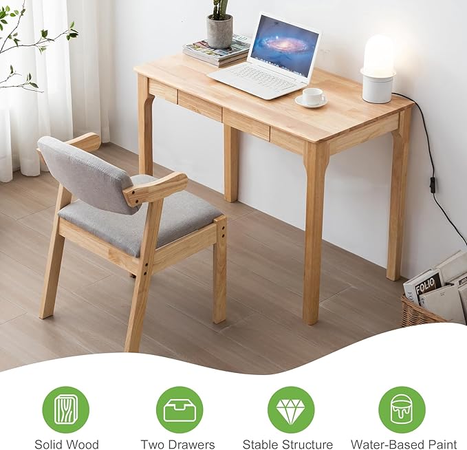 Solid Wood Desk, Gaming Study Home Office Desks - Image 4