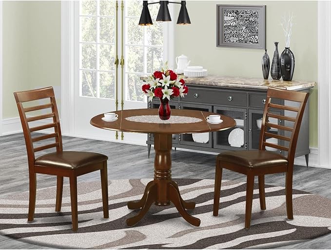 East West Furniture DLML3-MAH-LC 3 Piece Dining Room Furniture Set Contains a - Image 6