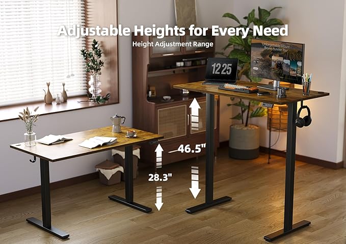 Seang Standing Desk with Adjustable Height, 48x24 Inch Electric Stand Up Desk - Image 4