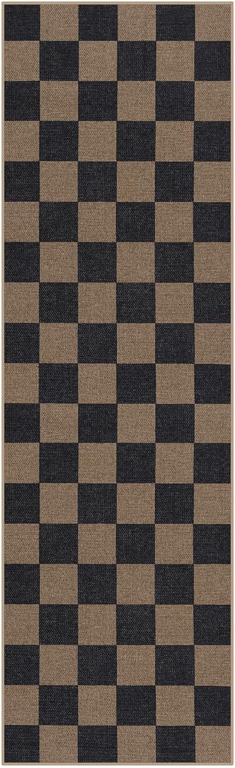 Lahome Checkered Easy Jute 2x8 Runner Rug, Washable Kitchen Runner Rug Non Slip - Image 7