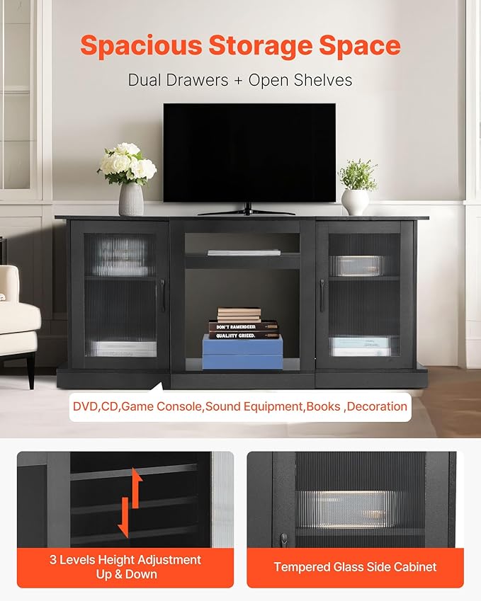 VEVOR TV Stand for TVs up to 65 inch, Modern Entertainment Center - Image 3