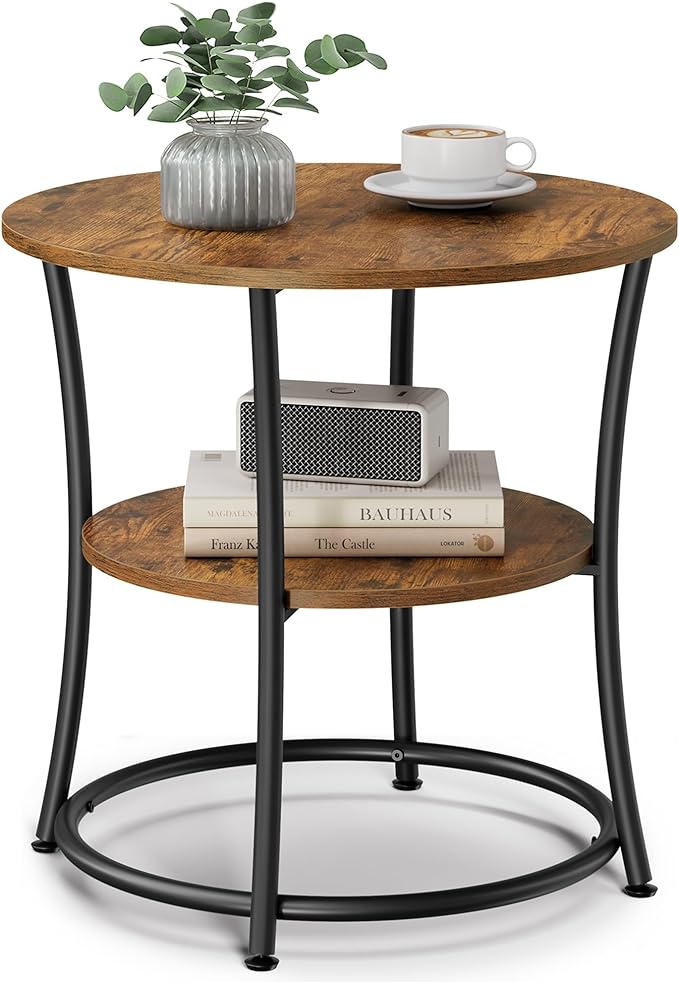 VASAGLE Side Table, 2-Tier Round End Table, Nightstand by VASAGLEbySONGMICSHOME