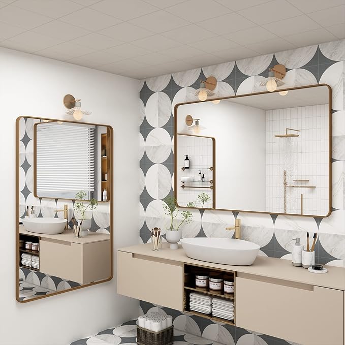 48x30 Inch Gold Bathroom Mirror - Image 5