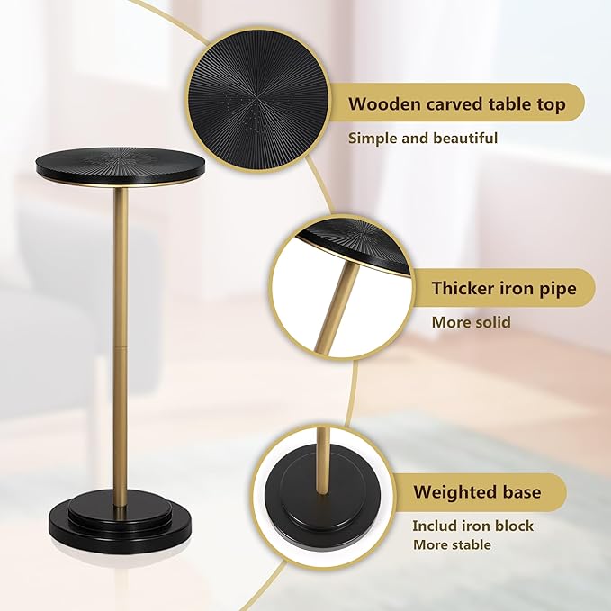 Drink Table Set of 2, Small Round Pedestal Side Table - Image 5