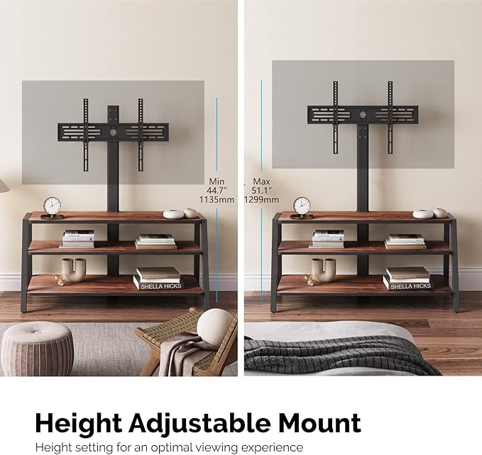 FITUEYES 3-Tier Floor TV Stand for 37-70 Inch TVs Entertainment Center Stand - Image 5