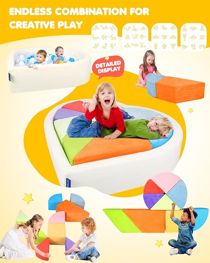 Kids Play Couch, 2-in-1 Heart-Shape Kids Plays Sofa - Image 5