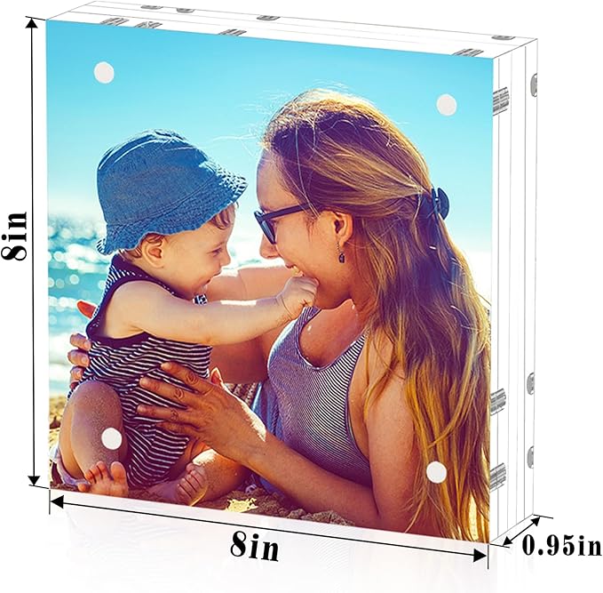 HELPLEX 2 Pack 8x8 Acrylic Picture Frames, 24mm Thicker Square Frameless Clear - Image 2
